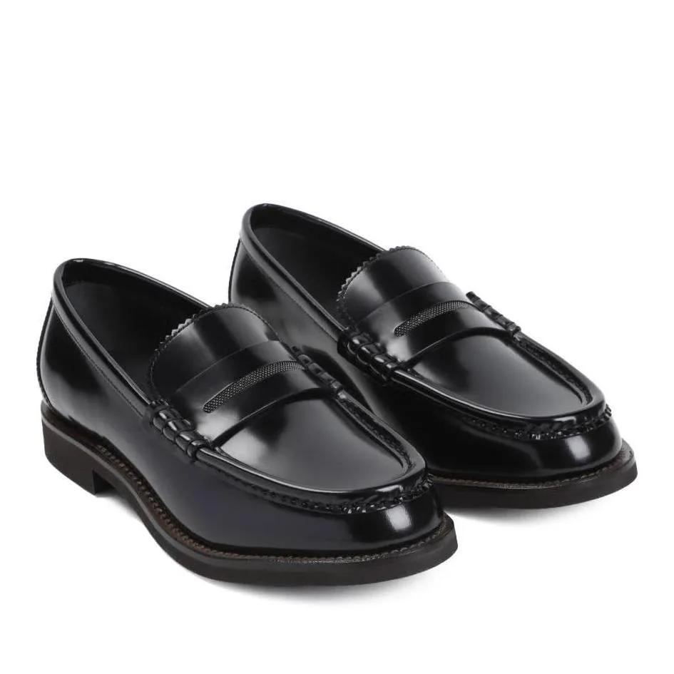 Brunello Cucinelli Loafers & Ballerinas - Black Leather Loafers - Gr. 38,5 (EU) - in Schwarz - für Damen