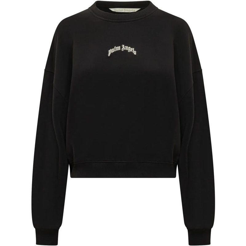 Palm Angels  Felpa Logo Loose Crop Crew schwarz