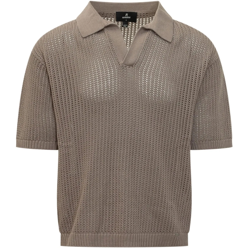Represent  Polo in Maglia Traforata taupe