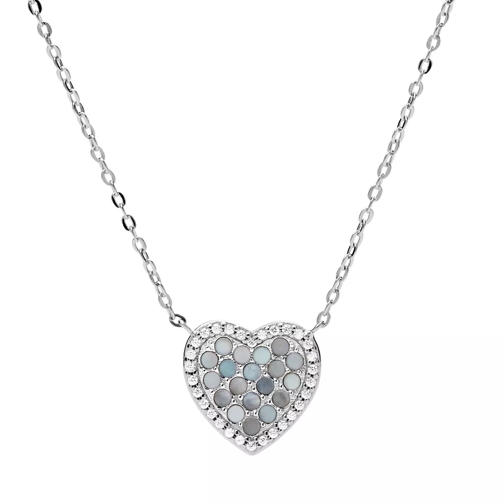 Fossil Elliott Blue Mother-of-Pearl Hearts Station Neckla Silver Collier court