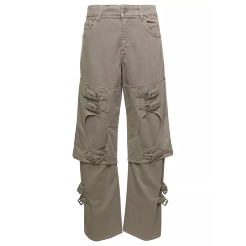 Blumarine Beige Cargo Jeans With Buckle Detail In Cotton Den Neutrals Jeans