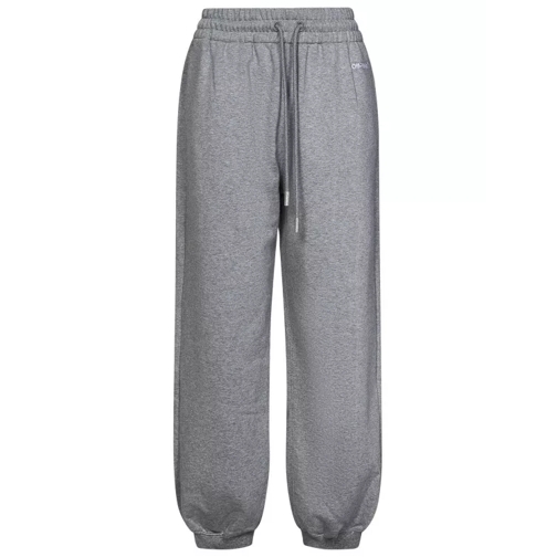 Off-White Melange Gray Cotton Fleece Sweatpants Grey Pantalons