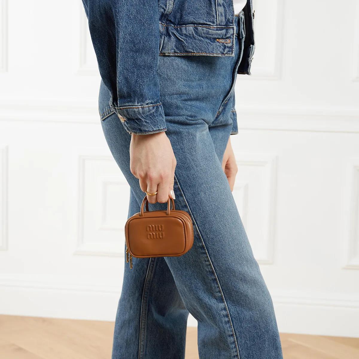 MIUMIU CROSSBODY BAGS COGNAC【関税送料込】 Miu Miu Suede Logo Pouch | Harrods UK