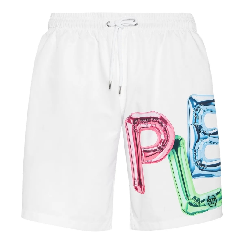 Philipp Plein  Badehose Bombing Graffiti weiss