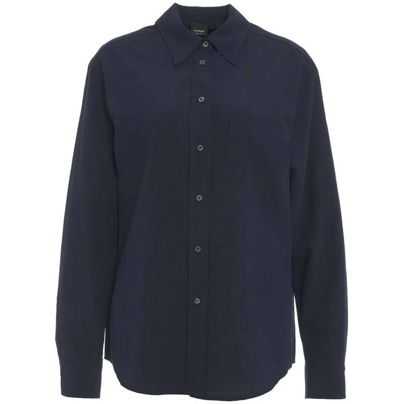 Pinko Blouse Long Sleeve Casual Shirt With Polished Sheen Blue