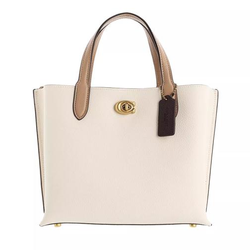 Coach Colorblock Leather Willow Tote 24 Chalk Multi Rymlig shoppingväska