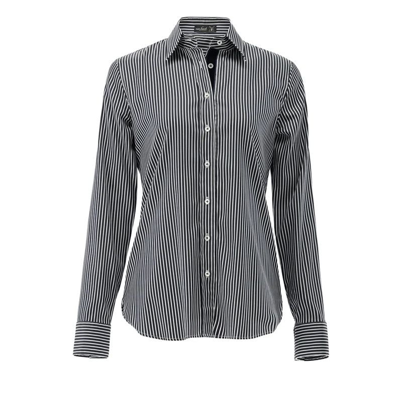 VAN LAACK Bluse Bluse Modern Fit Streifen dunkel-blau