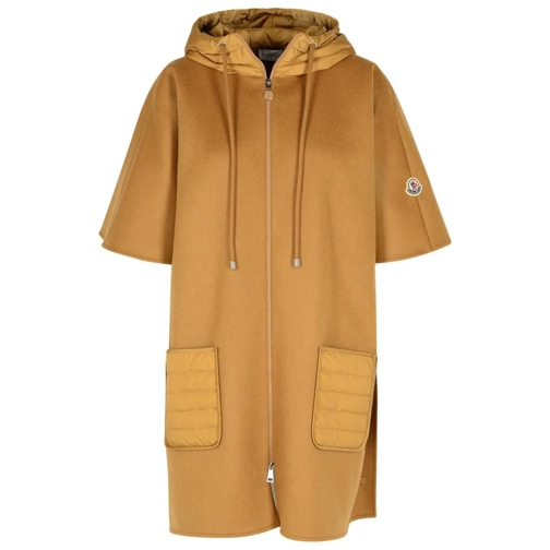 Moncler Cape Beige Wool Cape Brown