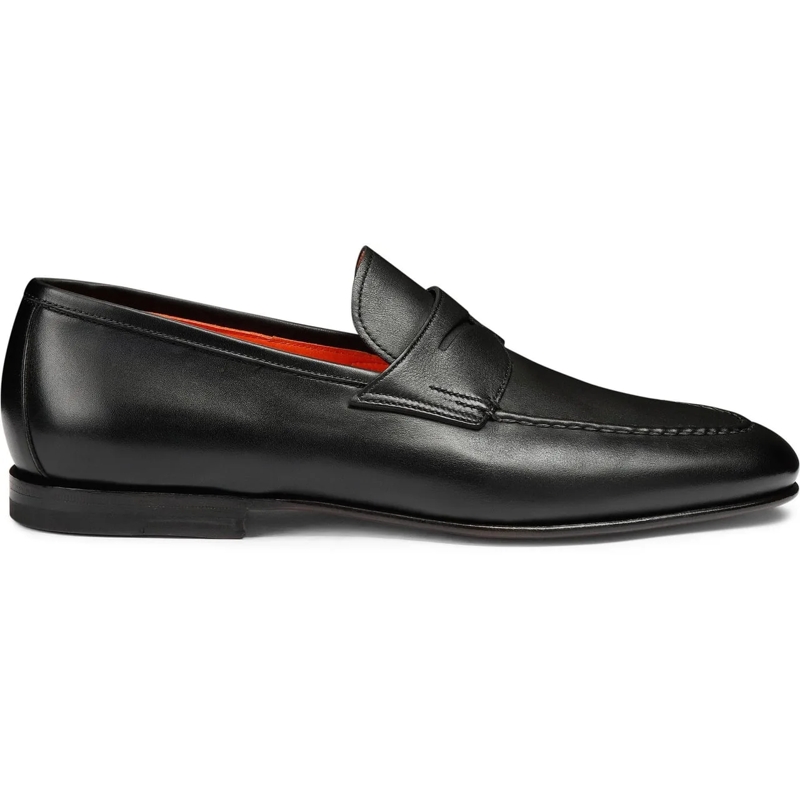 Santoni Mocassin Men's polished leather penny loafer weiß