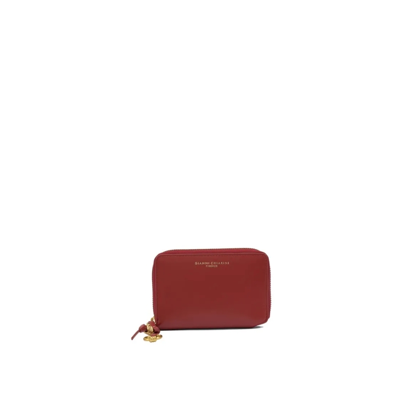 Gianni Chiarini Geldbörse Red Leather Wallet With Zip-Around Closure Red