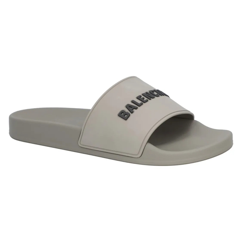 Balenciaga Sandalen 3D Logo Rubber Pool Slide Sandal Grey