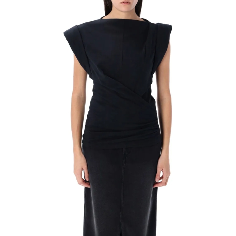 Etoile Isabel Marant T-shirt Maisan Structured Cotton T-Shirt Black