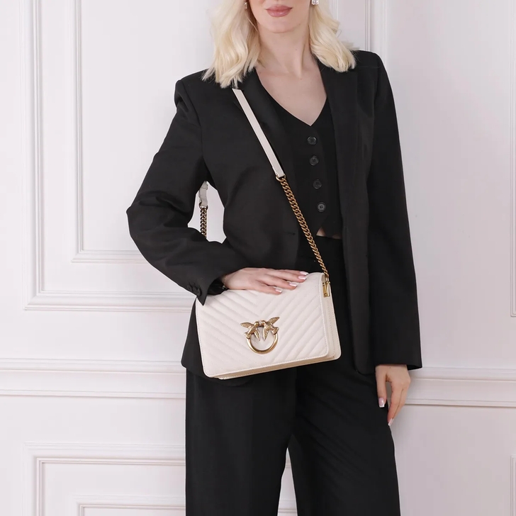Sac PINKO Love Click Classique Chevronné - Code 100063_A0GK - Cuir - Couleur Lilas - Taille Mini - Neuf Avec étiquettes