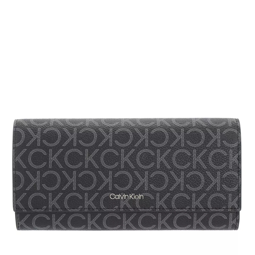 Calvin Klein Ck Must Trifold Lg Mono Black Mono Portemonnaie mit Überschlag