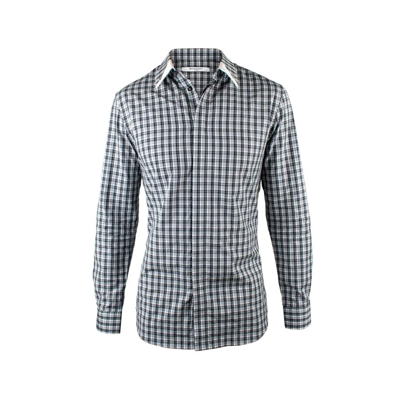 Givenchy Overhemd Slim Fit Grey Checked Shirt Grey