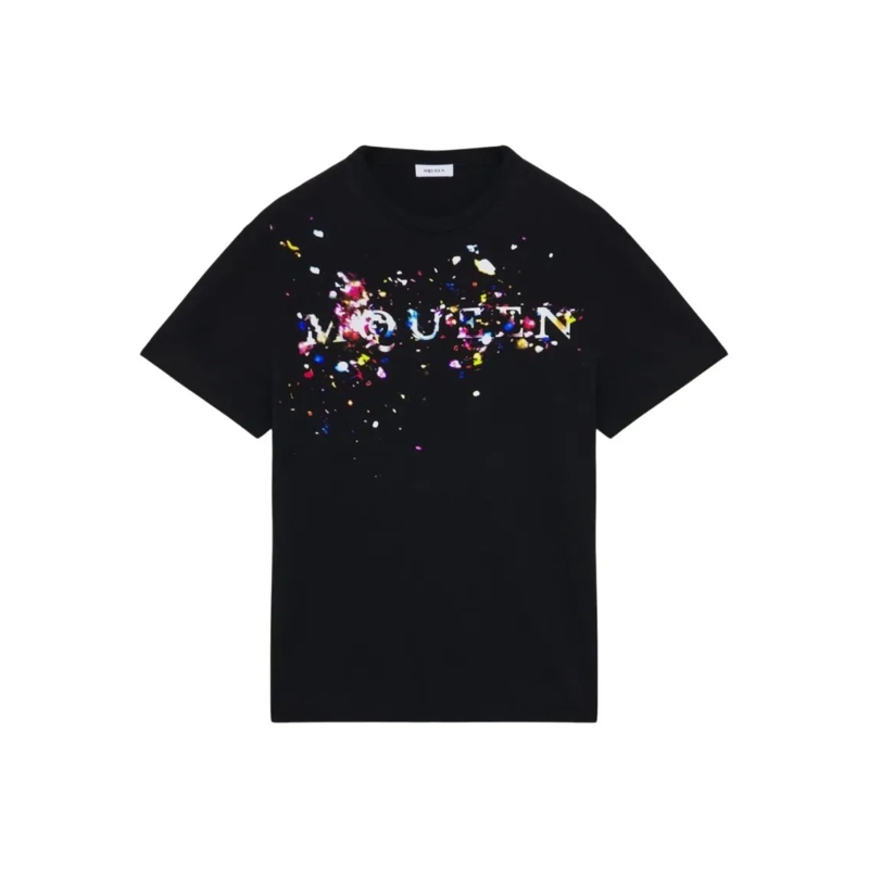 Alexander McQueen T-shirt Multicolored Splatter Graphic T-Shirt Black