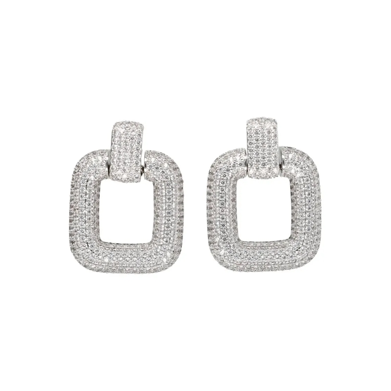 Self Portrait Oorknopjes Self-Portrait Silver Crystal Knocker Earrings Silver