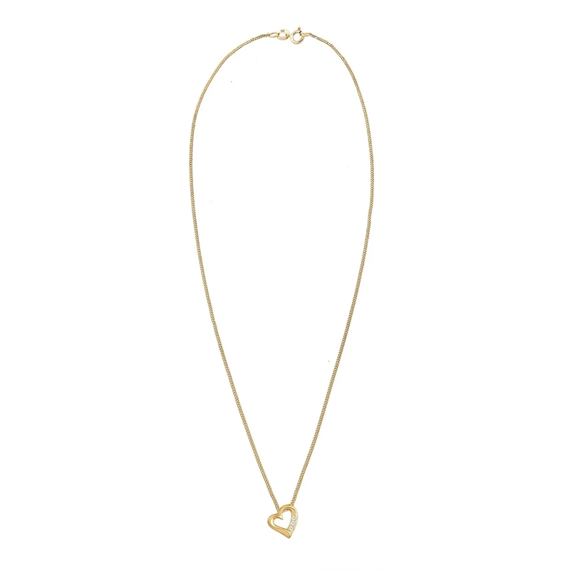 Elli Mittellange Halskette Halskette Herz Liebe Diamant (0.045 ct.) 585 Gelbg weiss(Image 3)