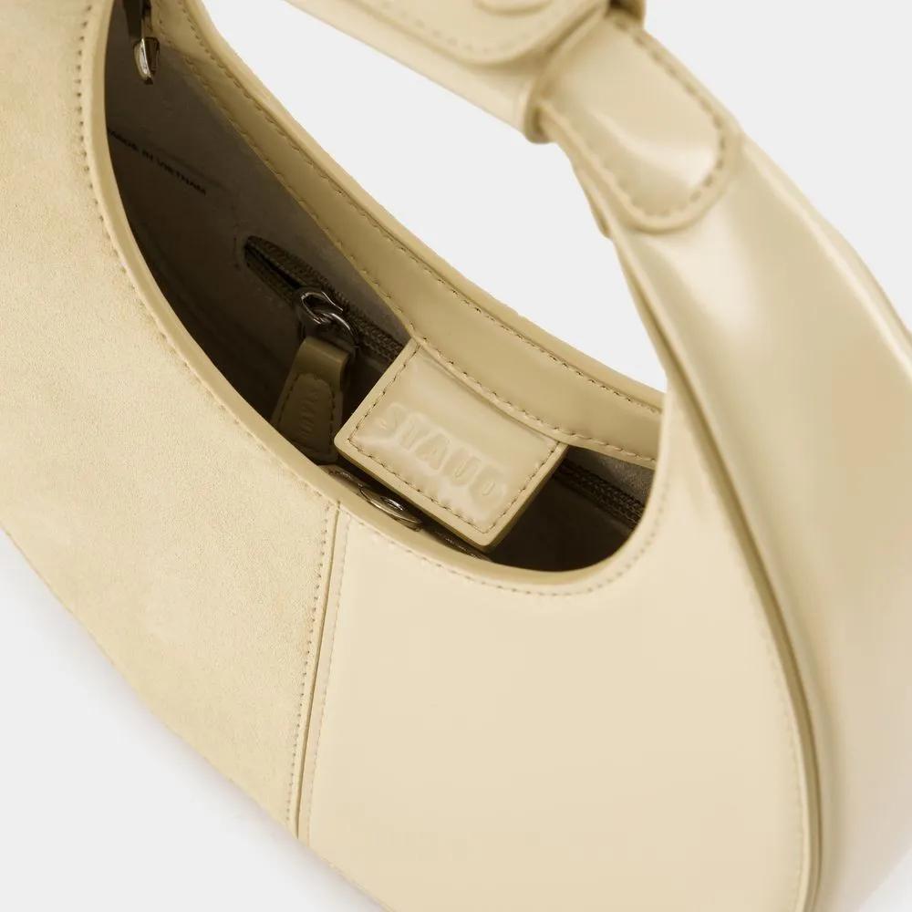 Staud Crossbody bags Mini Moon Split Purse Leather Beige in beige