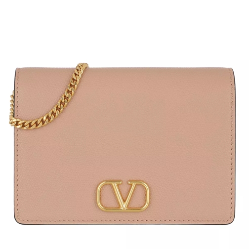 Valentino Garavani V-Logo Signature Crossbody Bag Leather Rose Cannelle Pochette
