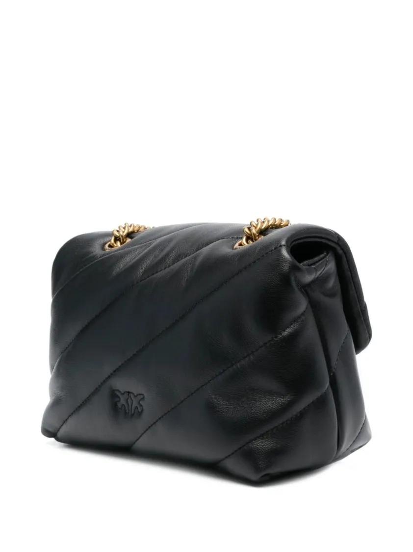 pinko Hobo bags Quilted Shoulder Bag With Gold-Tone Bird Motif in zwart