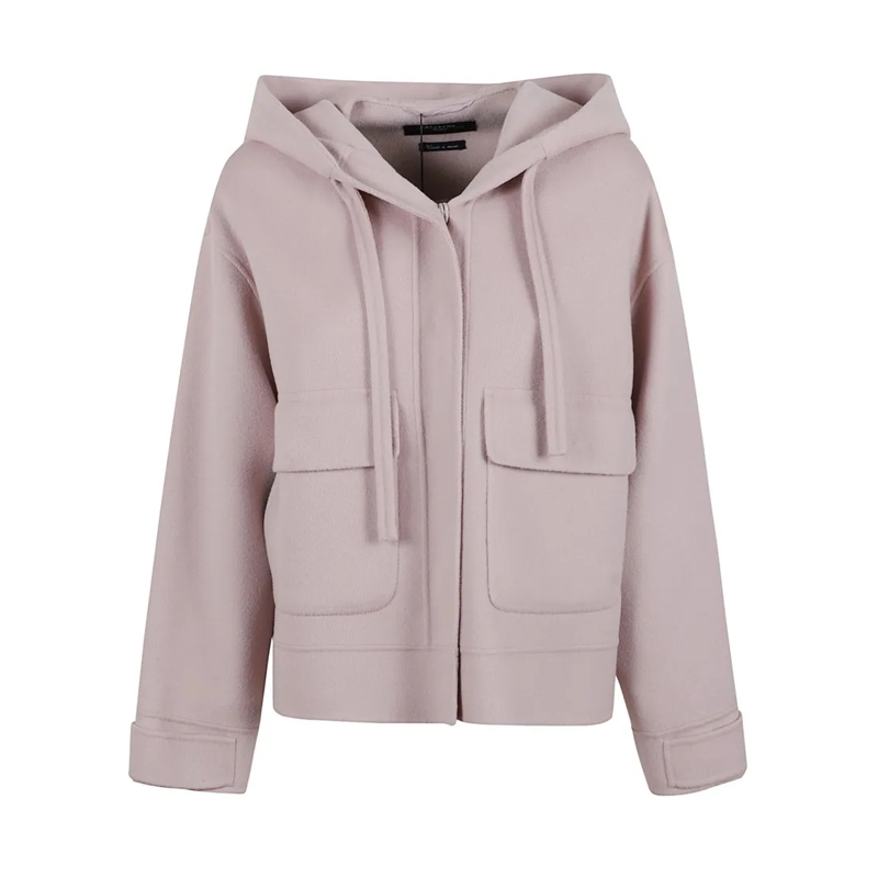 Max Mara Veste de transition Cropped Wool Jacket With Hood Pink