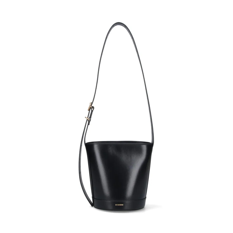 Jil Sander Tote Black Calf Leather Bucket Bag Black