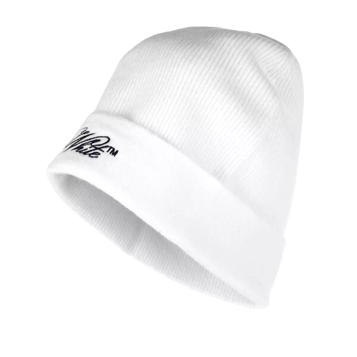 Off-White Embroidered Logo Wool Beanie Hat  Beige Black Wool Hat