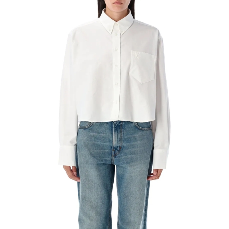 AMI Paris Hemd Oxford Cropped Shirt White