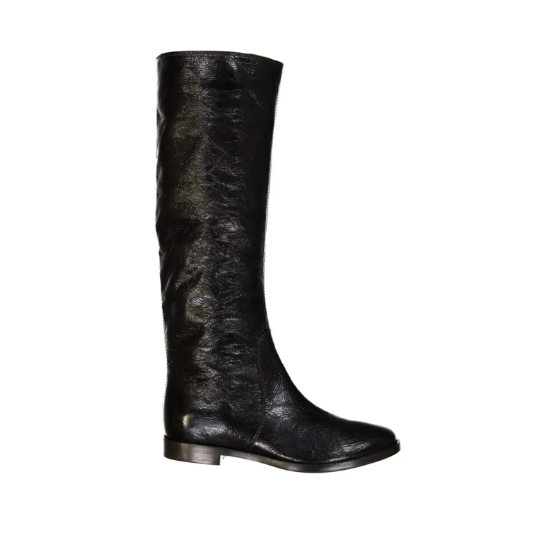 sergio rossi Bottes Leather Boots With Patent Finish Black