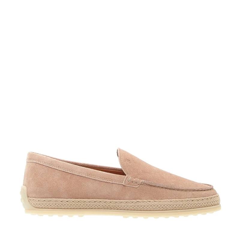 Tod's Ballerinas Pink Suede Slipper With Rope Pink