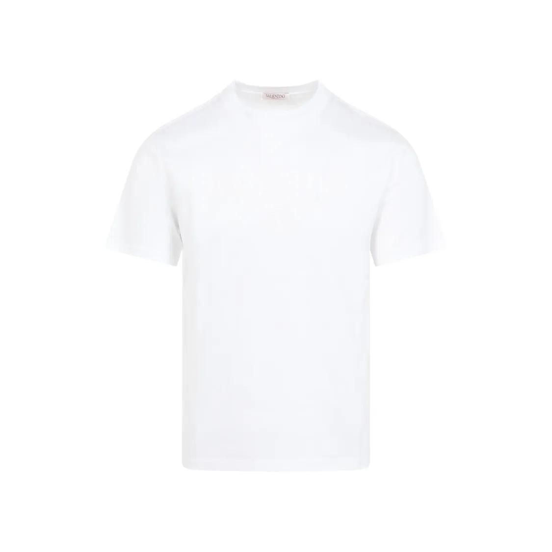 VALENTINO - White Cotton T-Shirt With Logo - Größe L - weiß