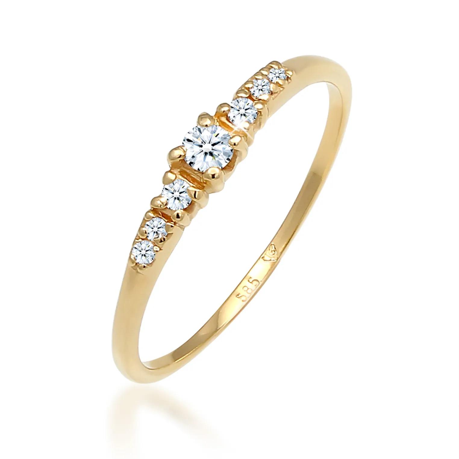 Elli Ringe - Ring Verlobungsring Diamanten (0.11 ct) 585 Weißgo - Gr. 58 MM - in Gold - für Damen