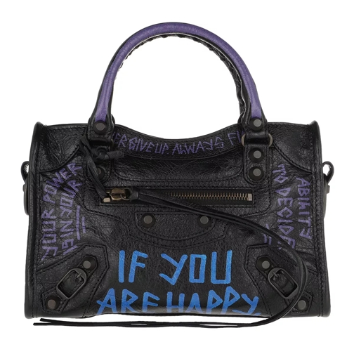 Balenciaga Mini Classic City Shoulder Bag Graffiti Black/Violet Cross body-väskor
