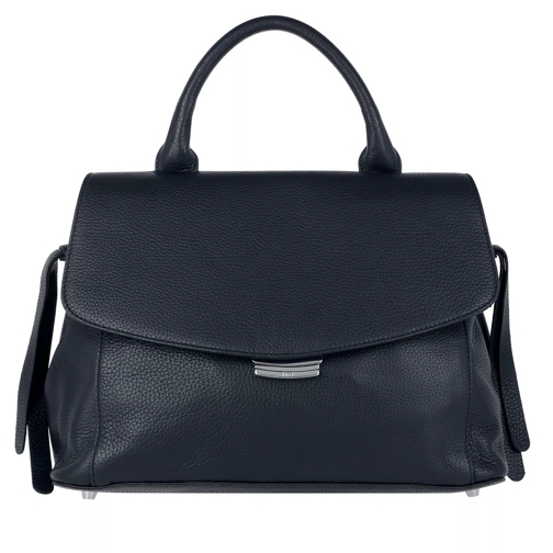 Abro Lamb Leather Frog Washed Handle Bag_ Navy Cartable