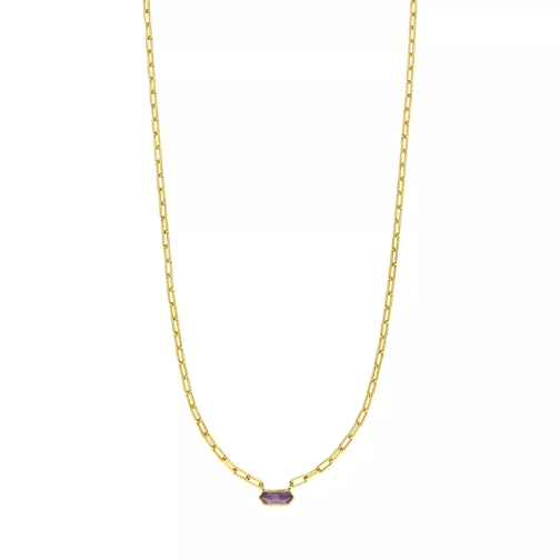 Leaf Necklace Cube, Amethyst, silver gold plate Amethyst Collier court