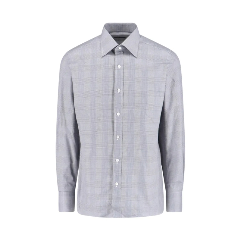 Tom Ford Hemd Classic Checkered Button-Down Shirt Grey