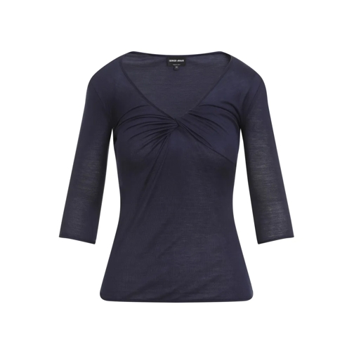 Giorgio Armani Viscose-Silk Pullover Blue Trui