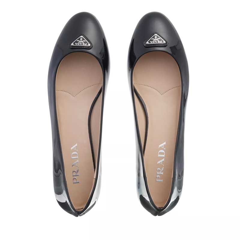 Prada Ballerinas Logo Ballet Flats Patent Black(Image 3)
