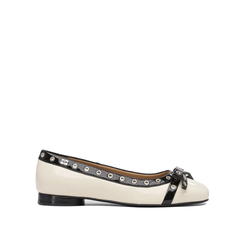 GANNI Ballerinas Eyelet Bow Ballet Flats White