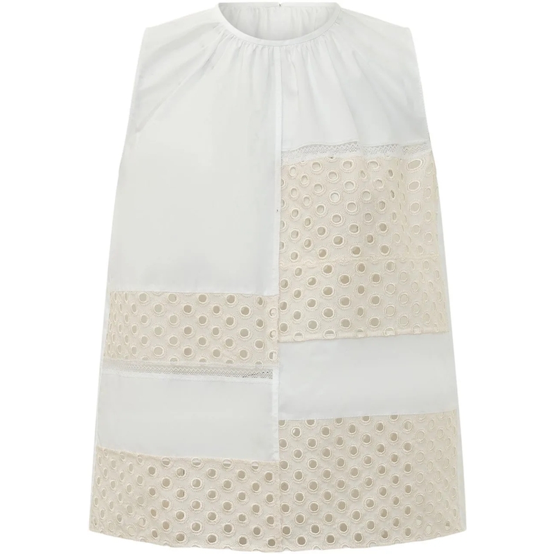 Marni Top Top Senza Maniche con Inserti Ricamati weiß