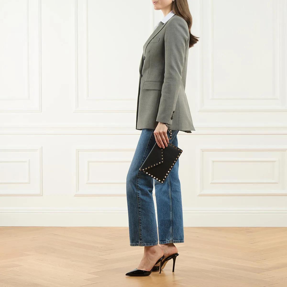Valentino Garavani Rockstud Clutch met Magnetische Klep Black Dames
