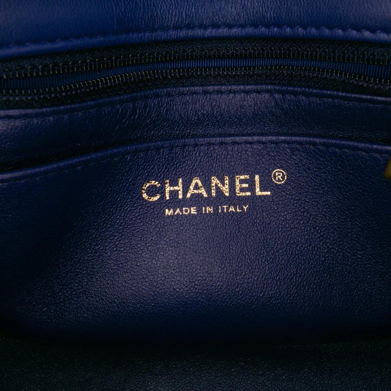 Thumbnail - Chanel Hobo Bags - Mini Square Classic Chevron Lambskin Single Flap - Gr. unisize - in Blau - für Damen