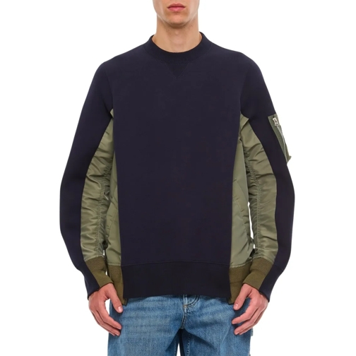 Sacai Pullover Sponge Sweat X Nylon Twill Pullover Black