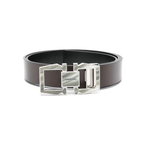 Salvatore Ferragamo Gürtel Brown Leather Reversible Belt Grey