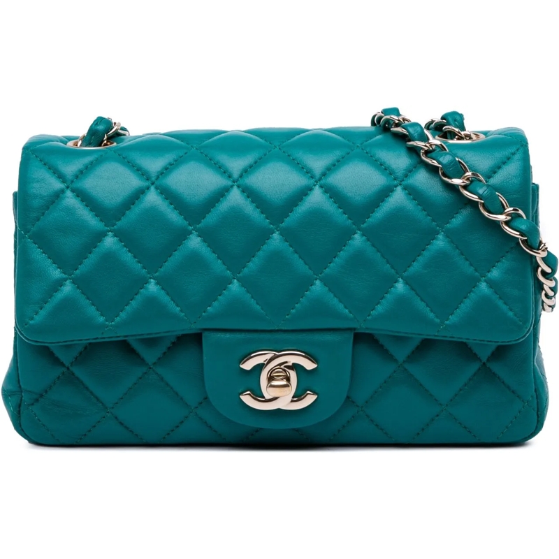 Chanel Sac à bandoulière Mini Rectangular Classic Lambskin Single Flap blau