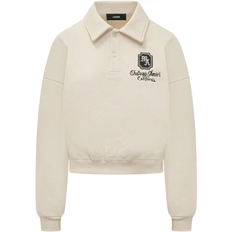 Amiri  Chateau Polo Sweater con Ricamo Frontale weiß