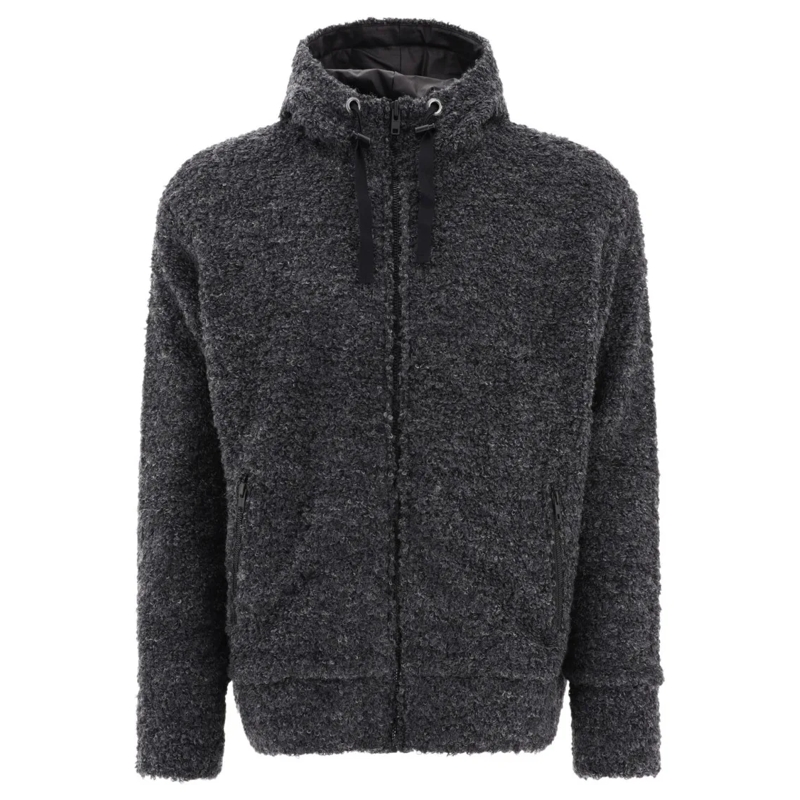 Junya Watanabe  Textured Drawstring Zipped Hoodie Grey