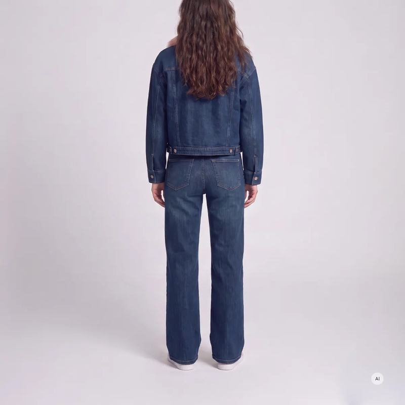 Marc Aurel Wide-Leg-Jeans Jeans- mit spitzer Passennaht- veganes Lederlab blau(Image 4)