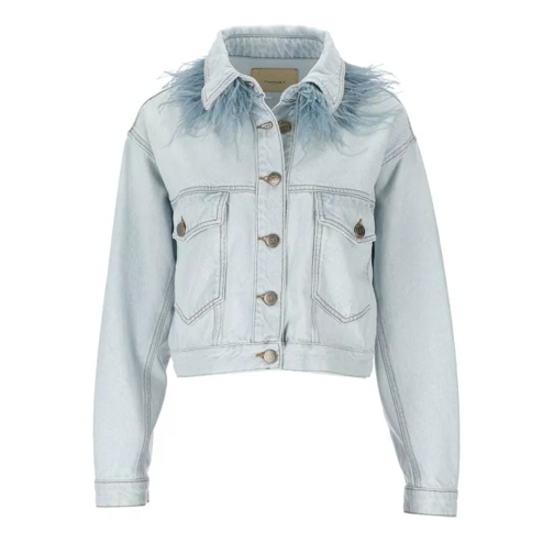 Twin-Set Denim Jacket With Feather Blue Jeans